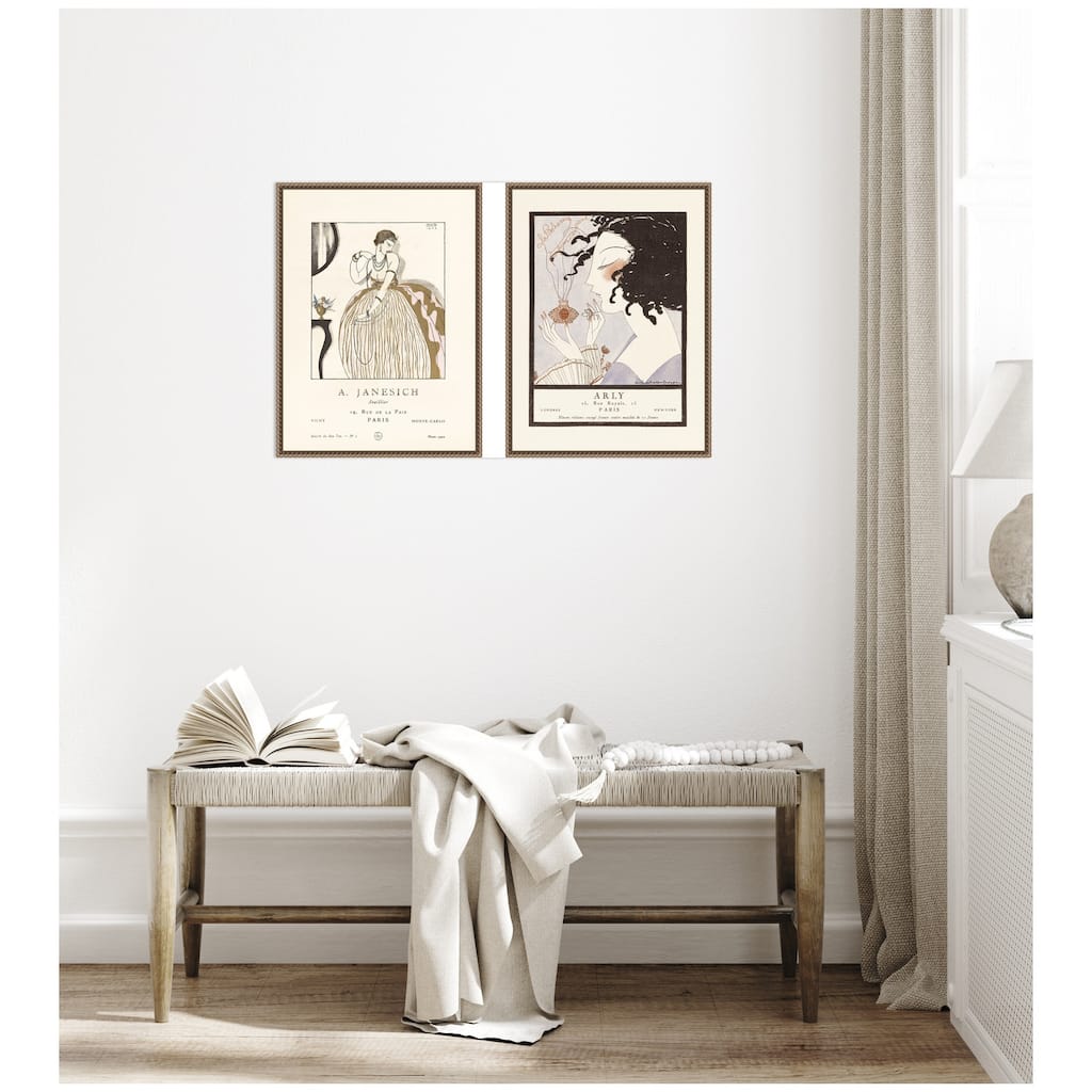 Kate and Laurel Arly 1921 Jacovleff & Janesich 1920 Edouard Halouze 2 Piece Framed Canvas Art Set by Nostalgia Prints