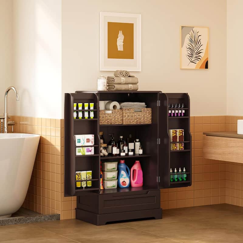 Kitchen Pantry Storage Cabinet with Drawers Freestanding Bathroom Storage Cabinets, Small Food Pantry Cabinet