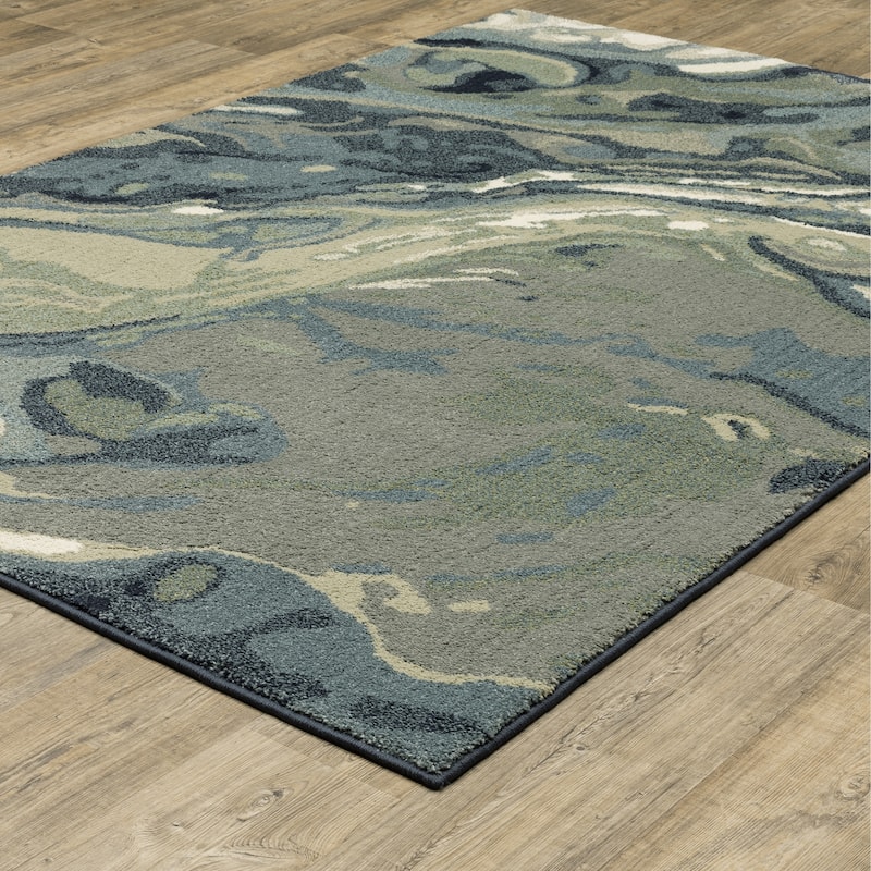 Style Haven Salinas Industrial Abstract Blue/ Sage Indoor Area Rug