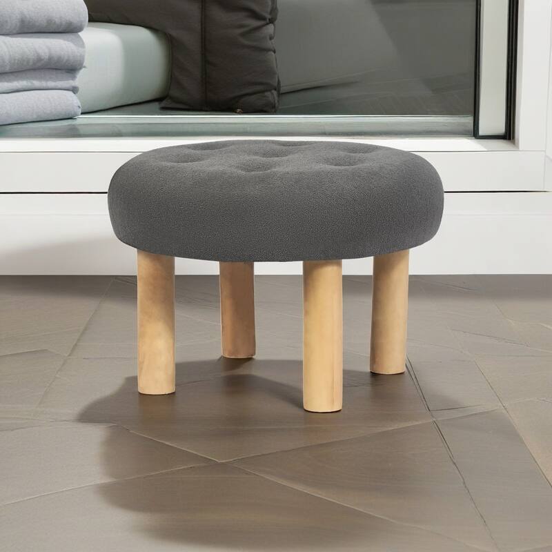 Adeco 23" Round Ottoman Footrest for Living Room