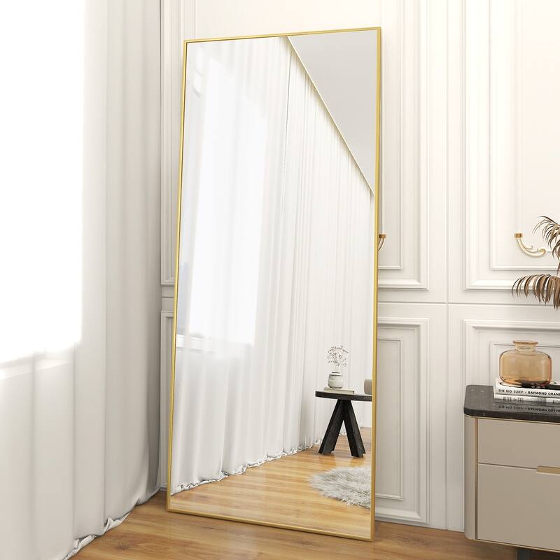 Large Standing Full Length Mirror Wall Decor for Hanging - 71''x31'' Without Stand - Gold