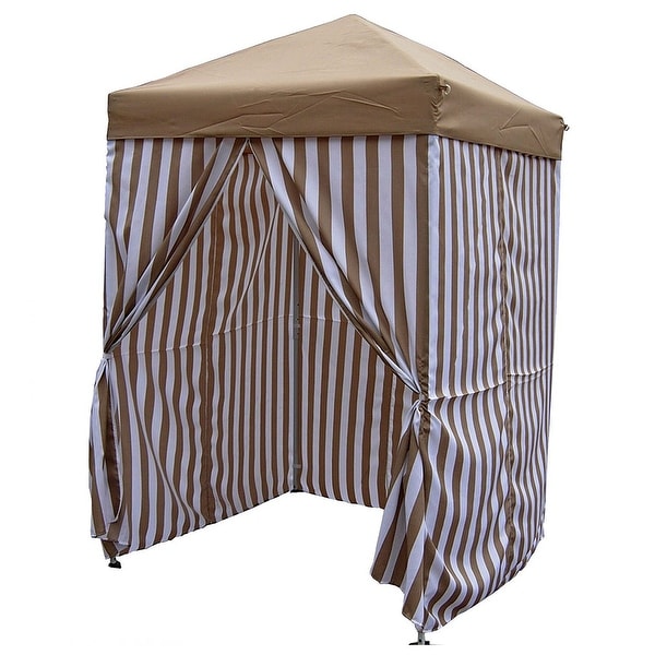 East End Patio Pop Up Striped Cabana Tent Beige Brown 5x5 East End Patio Pop Up Striped Cabana Tent Beige Brown 5x5 Feet Free Shipping Today 19975745
