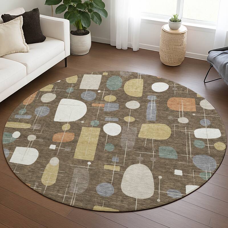 Machine Washable Indoor/ Outdoor Contemporary Fun Chantille Rug