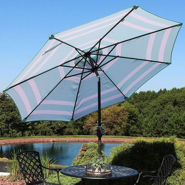 Shop Black Friday Deals On Patio Umbrella 9 Ft Aluminum Outdoor Table Market Umbrellas With Push Button Tilt And Crank Safety Bolt 8 Ribs Overstock 24088110