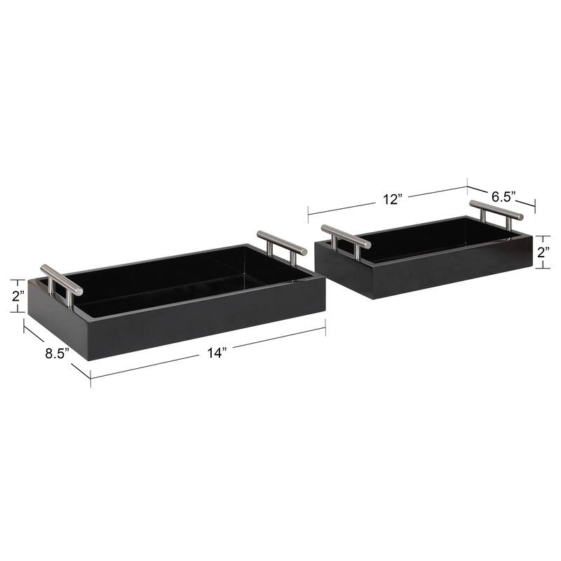 Kate and Laurel Lipton Rectangle Wood Tray Set - 2 Piece