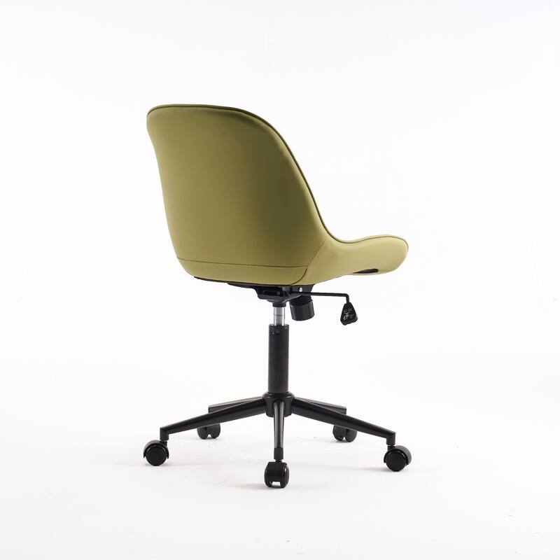 Armless Swivel Office Chair, Faux Leather Task Chairs with Wheels