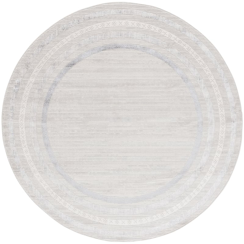 SAFAVIEH Hanna Keely Contemporary Rug - 6'7" Round - Ivory/Grey