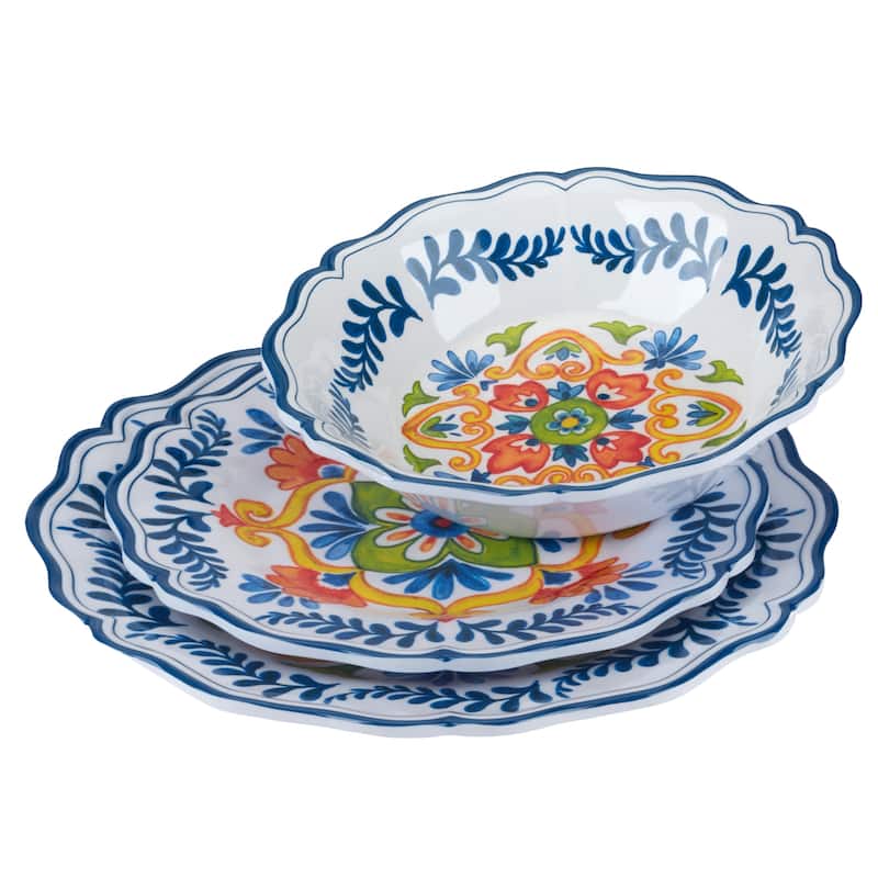 Certified International Flores Melamine 12-piece Dinnerware Set, Service for 4