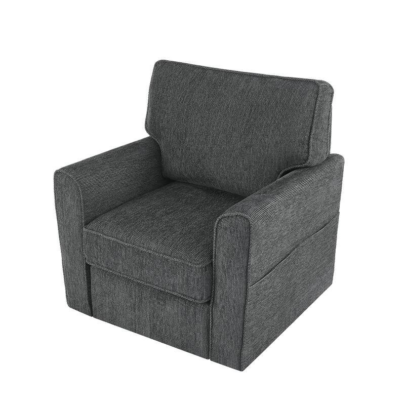 Round Lounge Chair Armchair Swivel Sofa Chair with Side Storage Pockets, Swivel Chair Accent Barrel Chair