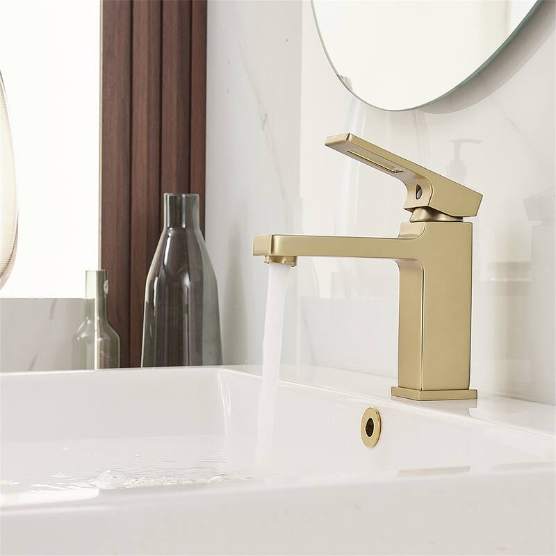 Single Handle Bathroom Faucet with Drain Set 1 Hole Brass Modern Waterfall Bathroom Sink Basin Vanity Faucets