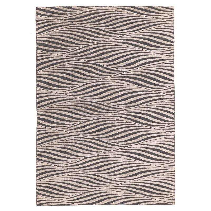 ECARPETGALLERY Hand Loomed Elysian Grey Viscose, Wool Rug - 4'7 x 6'8