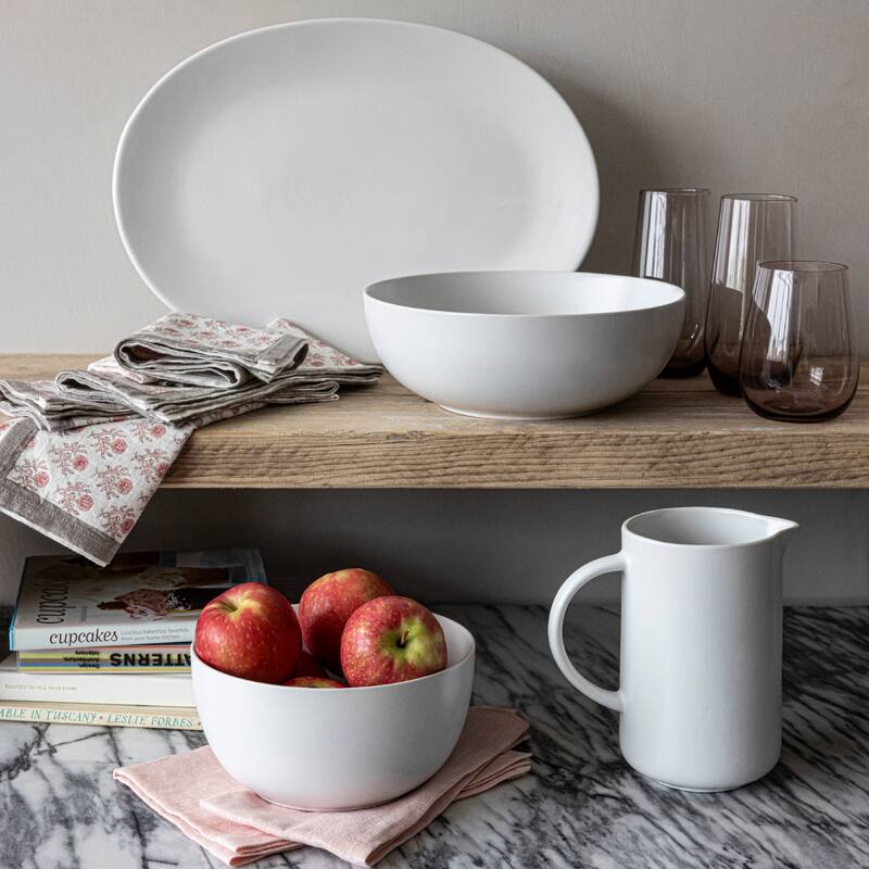 over&back Coupe Semi-Matte Stoneware Tall Serving Bowl, 2.3qt