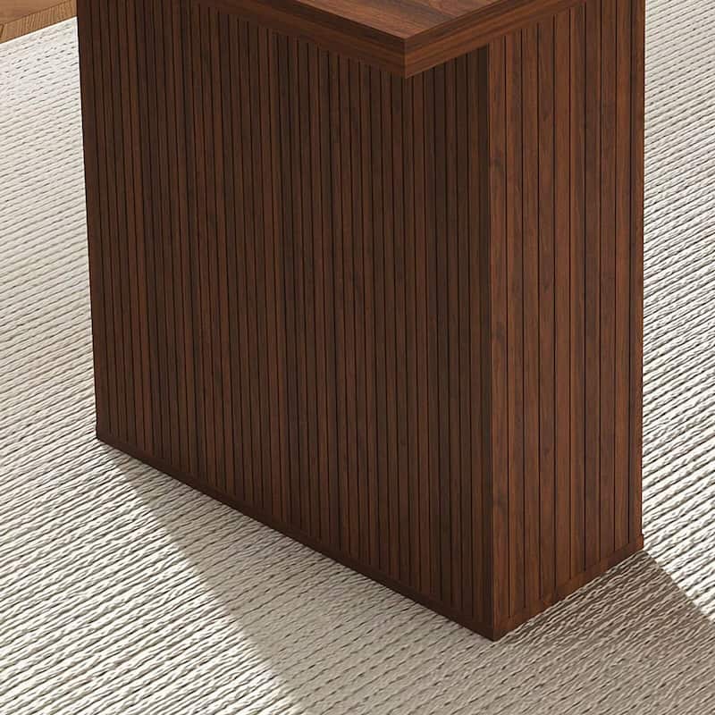 78" Dining Table with Storage Base in Natural Wood Veneer