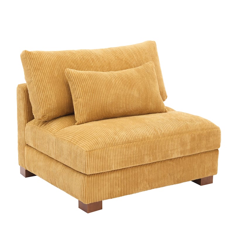 Modern Corduroy Modular Couch Sectional Sofa With Pillows