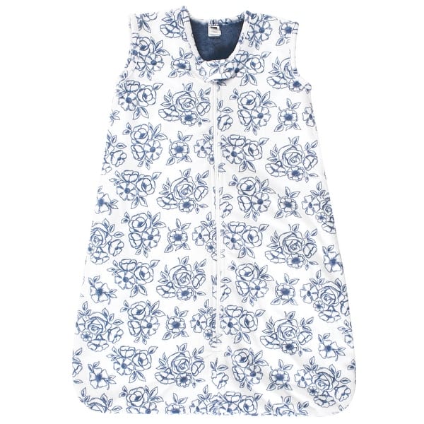 slide 1 of 1, Hudson Baby Infant Girl Plush Faux Fur Sleeping Bag, Wearable Blanket, Blue Toile 0-6 Months - Blue Toile