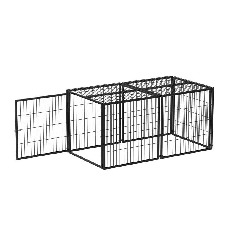 Large Dog Cage, 63.7" Dog Kennel with Top, Pet Cage for Medium Dogs