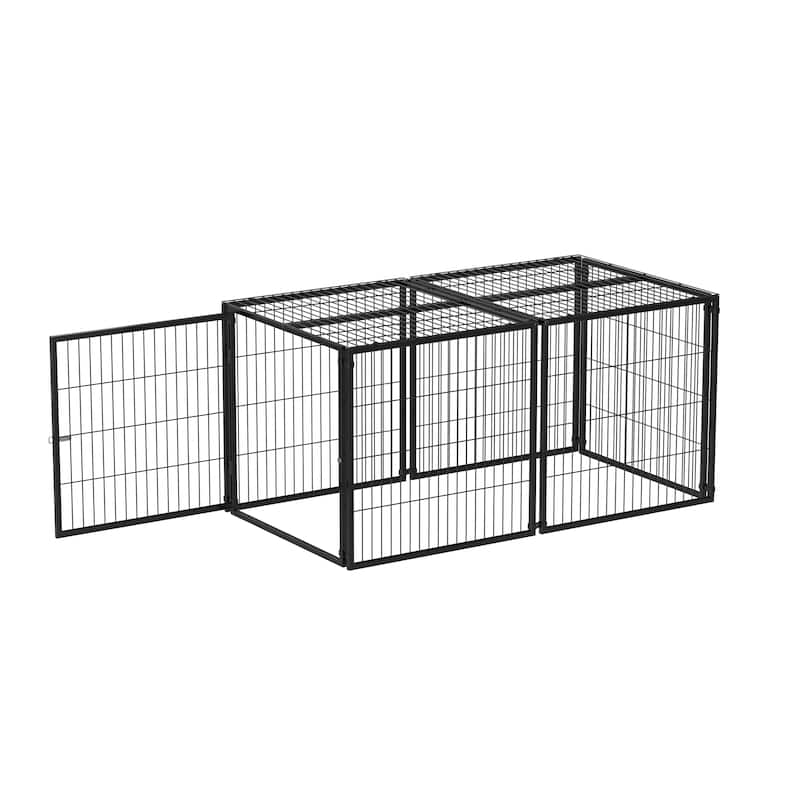 Large Dog Cage 63.7" Dog Kennel for Medium Dogs Puppy Dog Playpen with Top, Pet Cage, Indoor, Black.63.7"L x 34.2"W x 31.7"H.