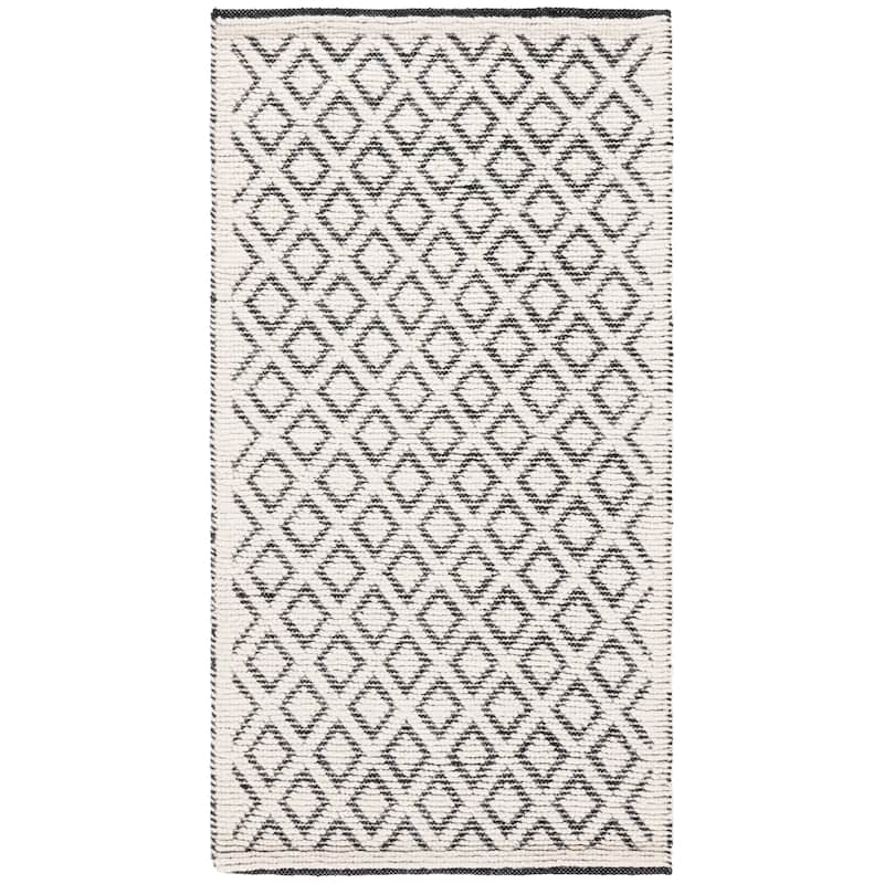 SAFAVIEH Handmade Vermont Latrice Wool Rug - 2'3" x 4' - Ivory/Black