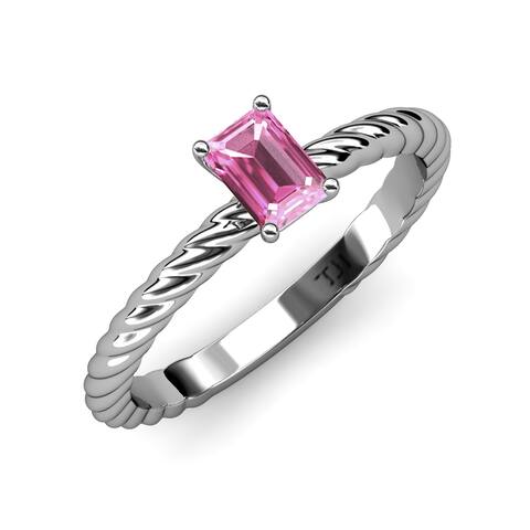 TriJewels Lab Created Pink Sapphire 2 1/8 ct Solitaire Engagement Ring 14K Gold