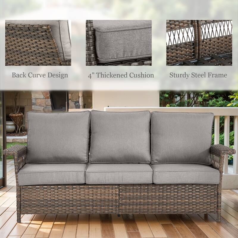 Gymojoy 7-PCS 3-Seat Sofa, 2 Swivel Chairs,2 Armchairs, 2 Ottomans