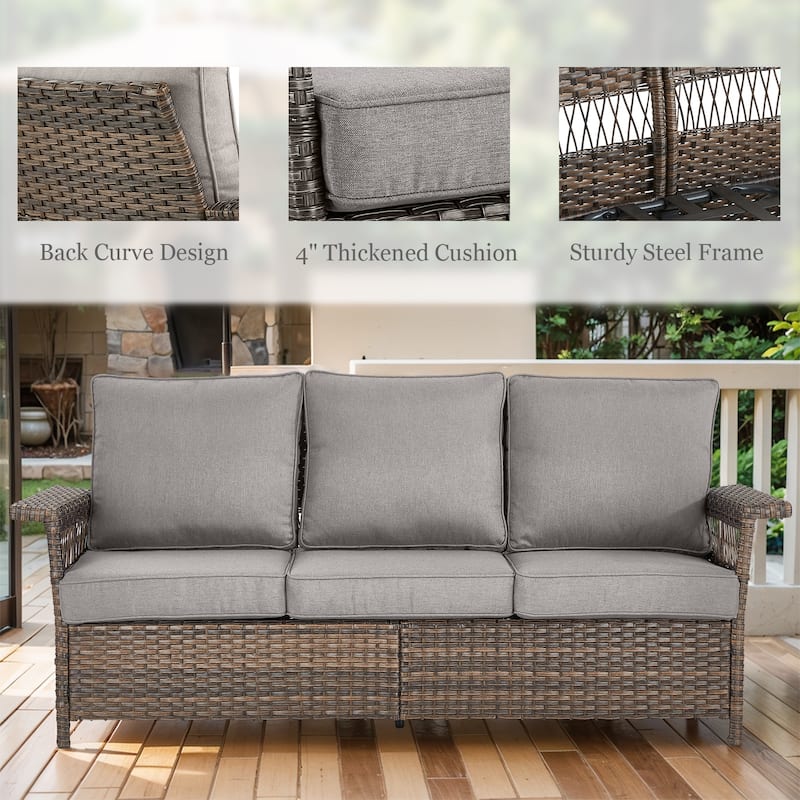 Pocassy 41 in Fire Pit Table with Patio Sofa Swivel Chair Set