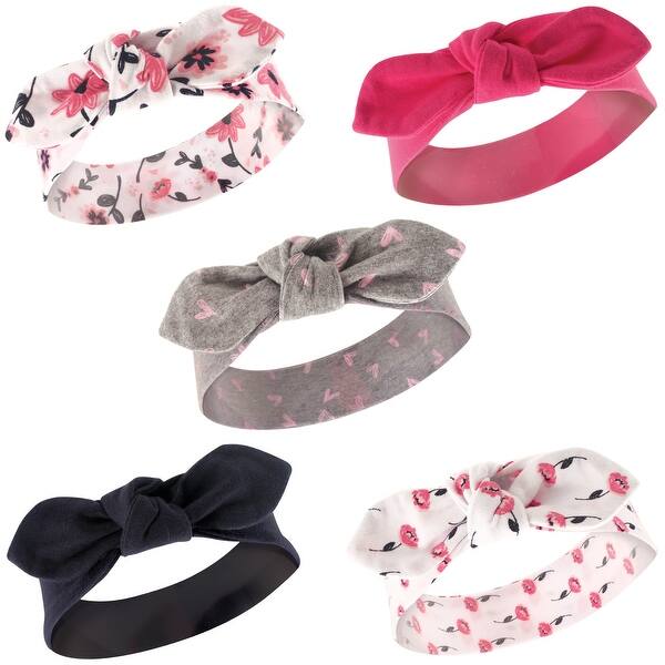 slide 1 of 1, Hudson Baby Infant Girl Cotton Headbands 5pk, Botanical, 0-24 Months - Botanical Botanical - 0-24 Months