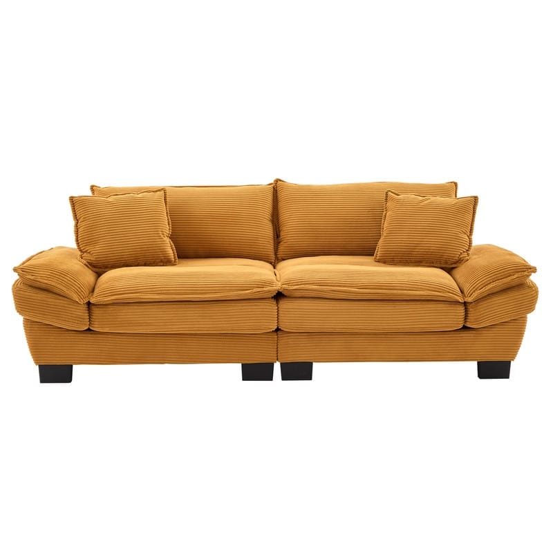 Oversized Corduroy Loveseat Sofa - 84" Wide Deep-Seat Couch with Pillows for Living Room, Apartment, Office