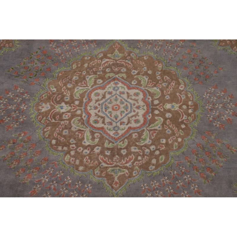 Over-Dyed Tabriz Persian Vintage Area Rug Hand-Knotted Wool Carpet - 8'1"x 10'8"