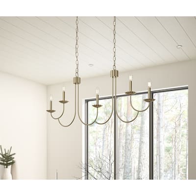 Industrial Gold 5-Light Candle Chandelier Fixture Over Table for Dining Room Kitchen Island