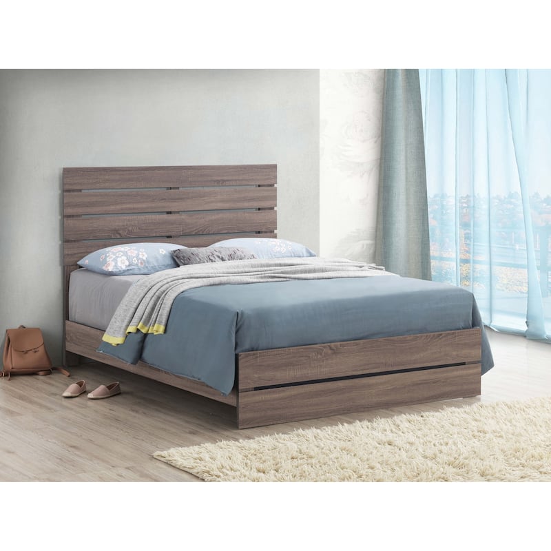 Brantford Farmhouse Wood Panel Bed with Horizontal Plank
