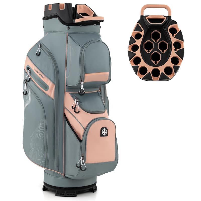 Gymax Golf Cart Bag Molded Lock Top Golf Bag w/14-Way Full Length - Green