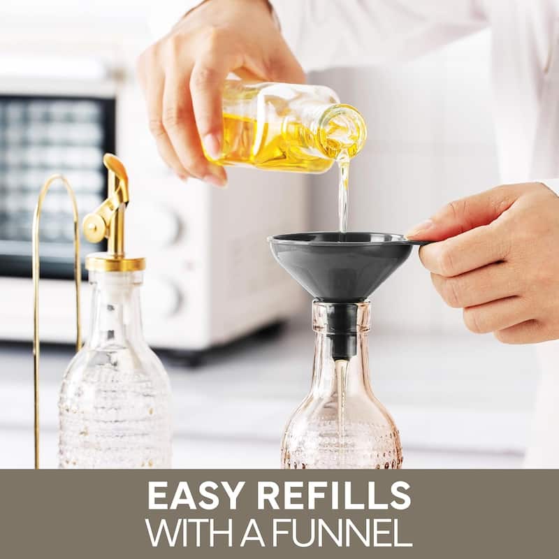COOK WITH COLOR Glass Olive Oil Bottle Dispenser - 2 Pack- 17oz Oil and Vinegar Carafe Decanter