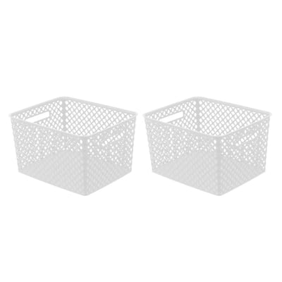 2 PCS Large Decorative Storage Basket, White, 2 Pack
