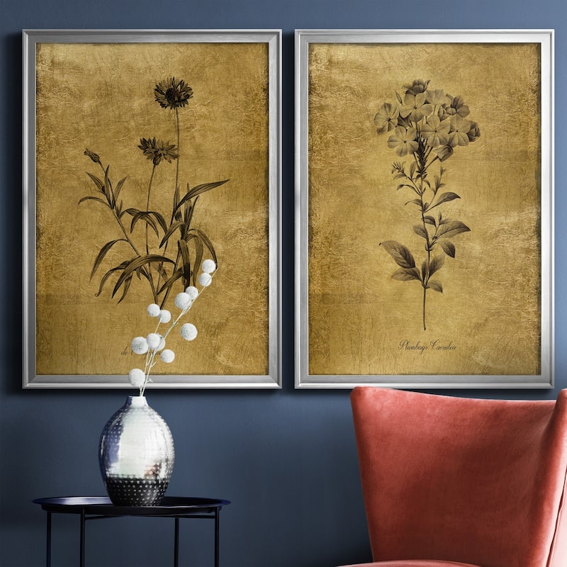 Gold Sketch Botanical I Premium Framed Print - Ready to Hang - Multi-Color