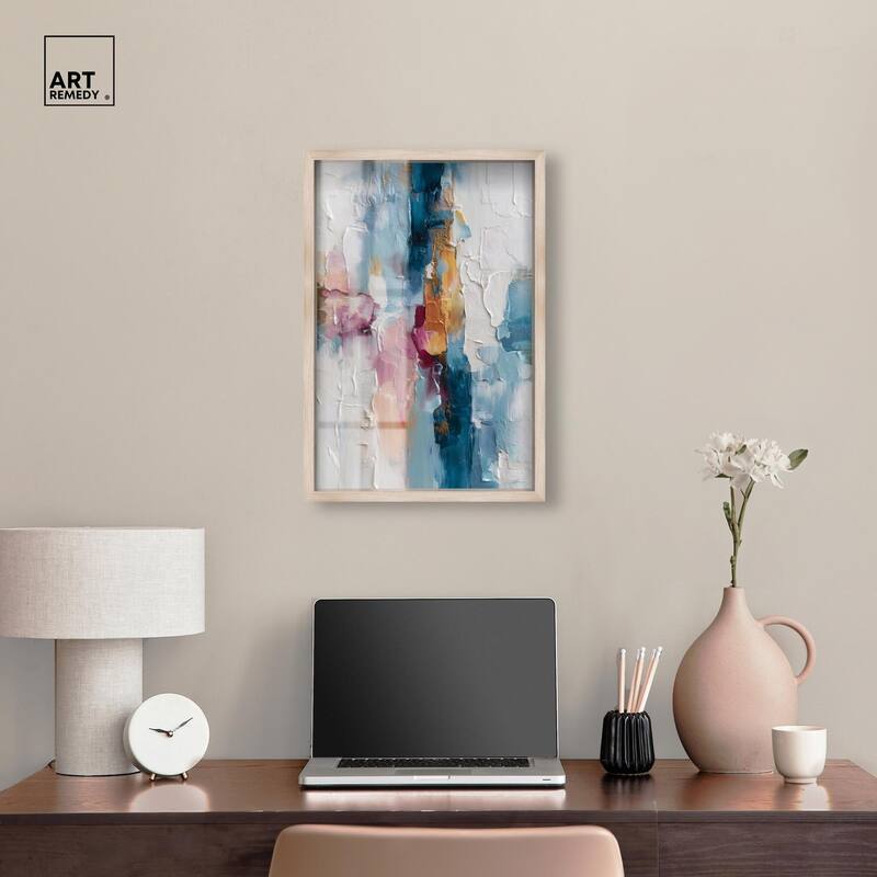 Petal Pink and Ocean Blue II Shadowbox by Art Remedy