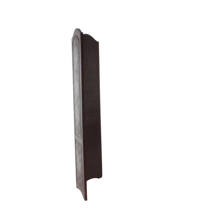 Faux Leather Scroll Hinged Foldable 4 Panel Room Divider Screen with Faux Leather Detailing - Brown - Roche River Decor