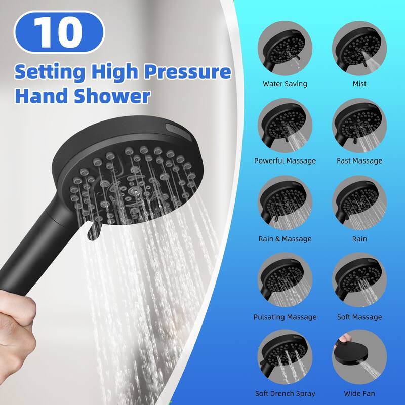Dual Showerhead Combo, 5-spray 13'' Shower Head, 10-mode Hand Spray