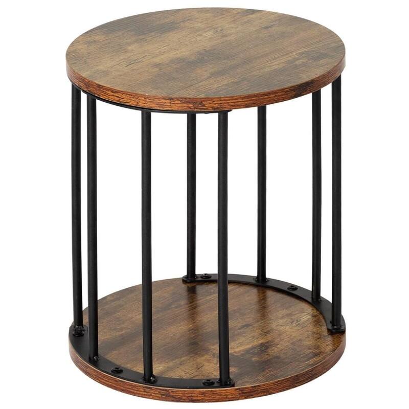 Small Round Wooden Step Stool for Kids Adults - 11.81"D x 11.81"W x 13.58"H - Brown