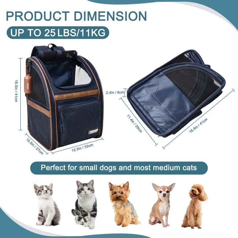 GOOPAWS Pet Carrier Backpack for Dogs and Cats, Hold Pets Up to 25 Lbs