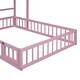 preview thumbnail 44 of 45, Full Size Wooden Floor Bed with Fence and Detachable Headboard for Kids
