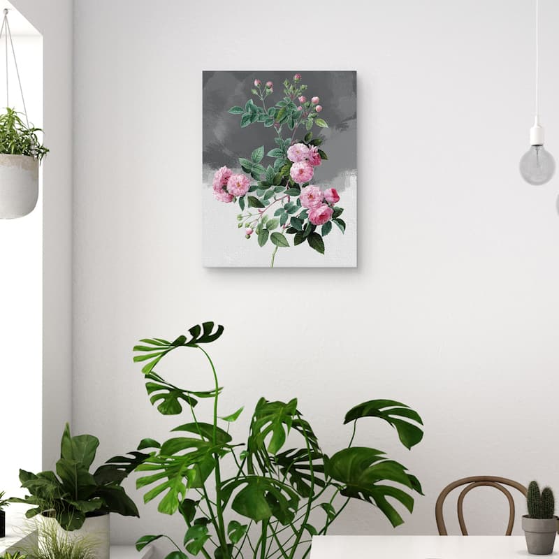 Pink Roses Grey by Design Lab Canvas Art Print
