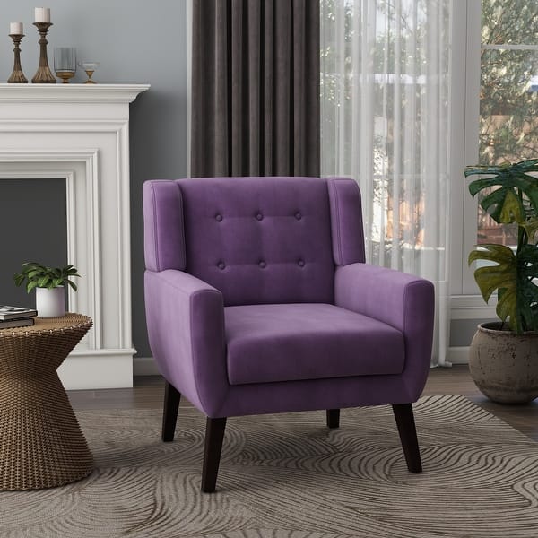 slide 2 of 9, Velvet Upholstered Armchair Tufted Accent Chair Purple Velvet