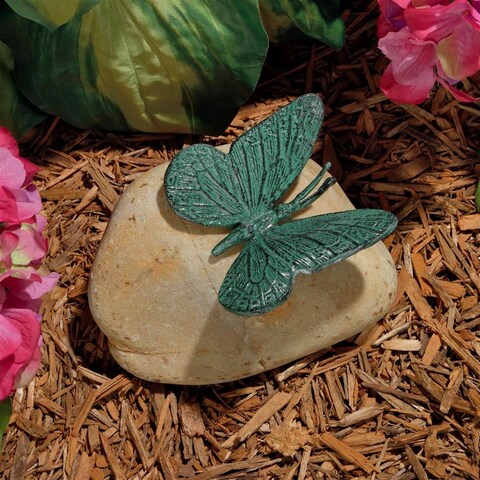 Emerald Verde Butterfly On Rock Statue
