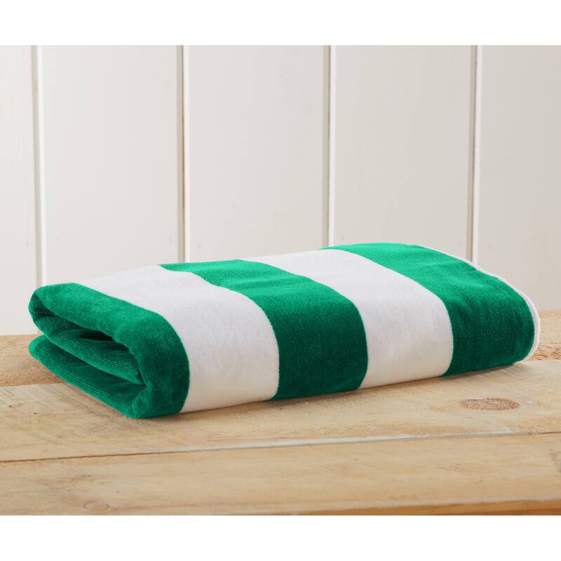 Luxurious Cotton Cabana Stripe Beach Towel - 40" x 70" - Green