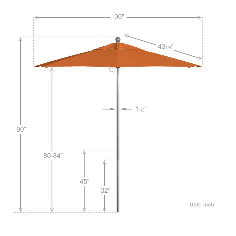 California Umbrella 7.5' Rd. Aluminum Frame, Fiberglass Rib Market Umbrella, Push Open,Anodized Silver Finish, Pacifica Fabric