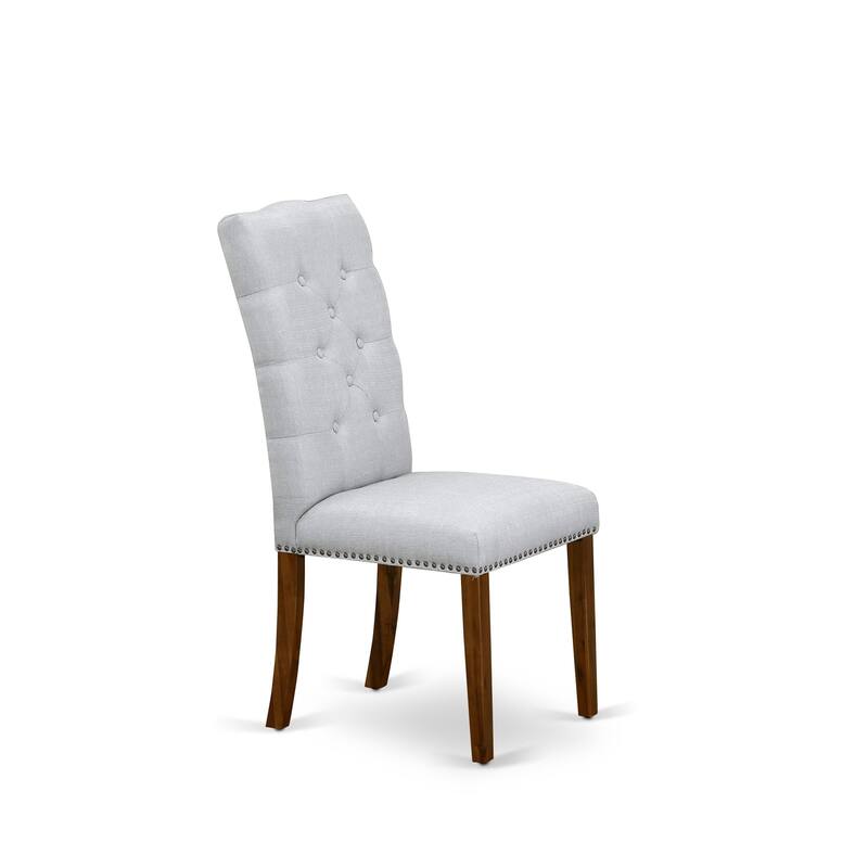 East West Furniture 3 Piece Dining Table Set Contains a Round Dining Table and 2 Linen Fabric Parson Chairs, (Finish Options)