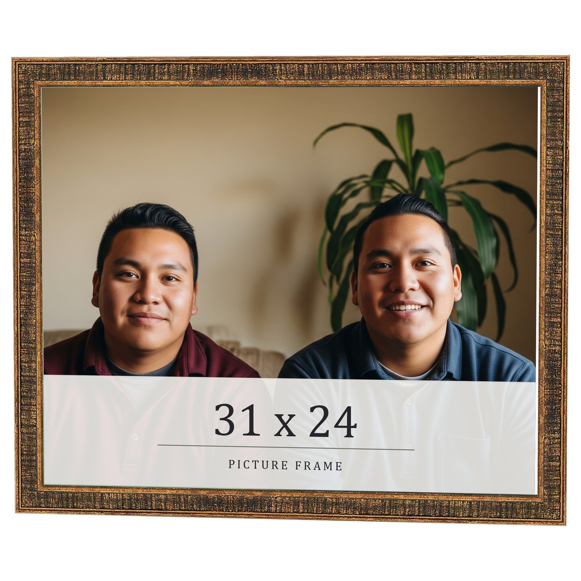 31x24 Frame Black Real Wood Picture Frame Kingsley Gold Distressed Photo Frame with UV Acrylic Foam Board Backing &