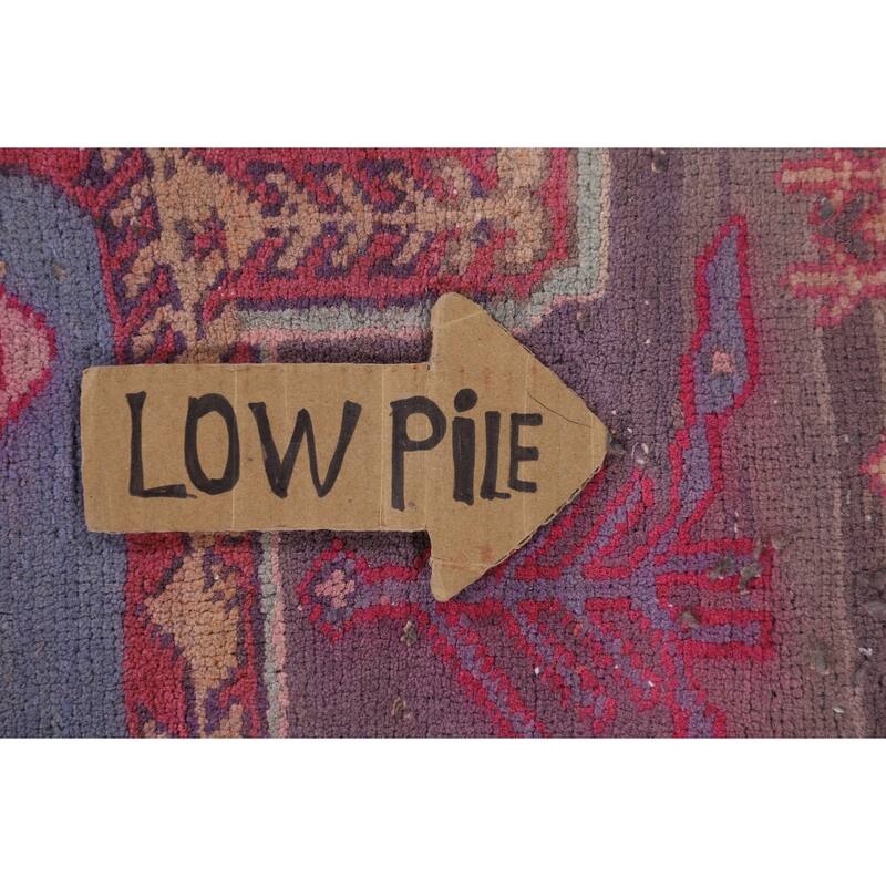 Purple Tribal Ardebil Persian Vintage Runner Rug Handmade Wool Carpet - 3'10" x 9'7"