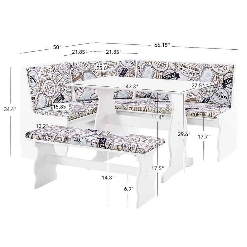 Hannah Breakfast Nook 3-piece Dining Set