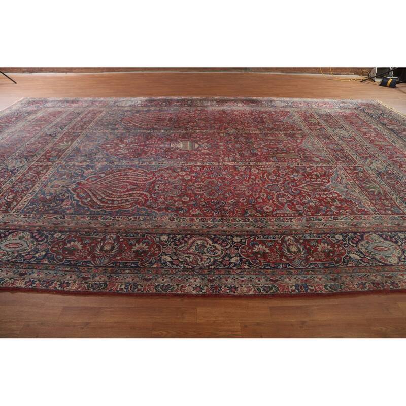 Pre-1900 Antique Kerman Lavar Persian Large Rug Handmade Wool Carpet - 11'9" x 18'4"
